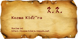 Kozma Klára névjegykártya
